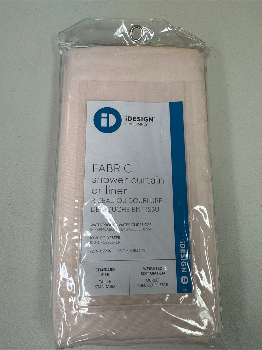 IDesign light Pink Fabric Shower Curtain or Liner waterproof 100% polyester